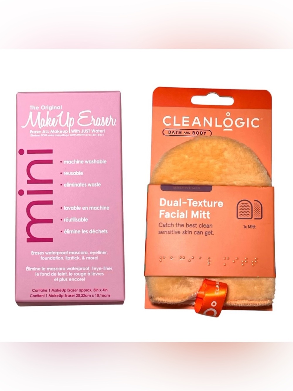 The Original MakeUp Eraser Mini + CLEANLOGIC Dual-Texture Facial Mitt - NEW